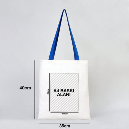 Ham Bez Çanta Saks Mavisi Kulp 35x40 cm (Özelleştirilebilir)