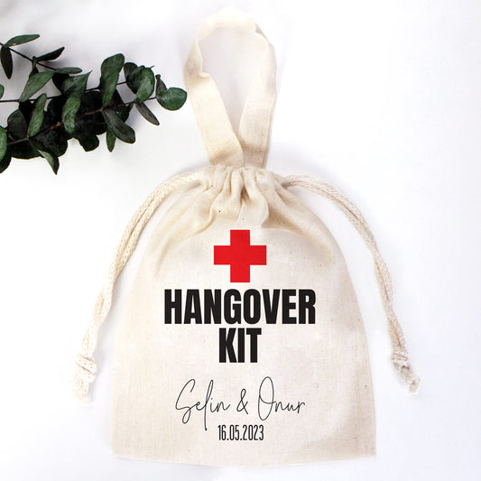 Kişiye Özel Baskılı Hangover Kit Bez Kese - 15x20cm Tek Tutma Kulp Bez Kese