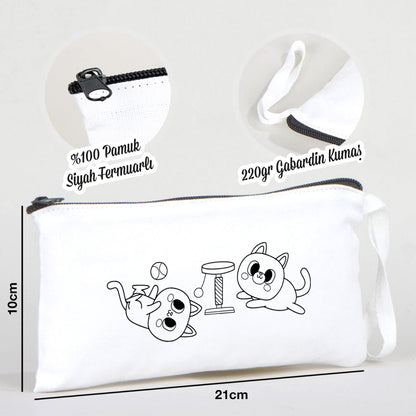 Boyanabilir Bez Kalemlik - Sevimli Kediler