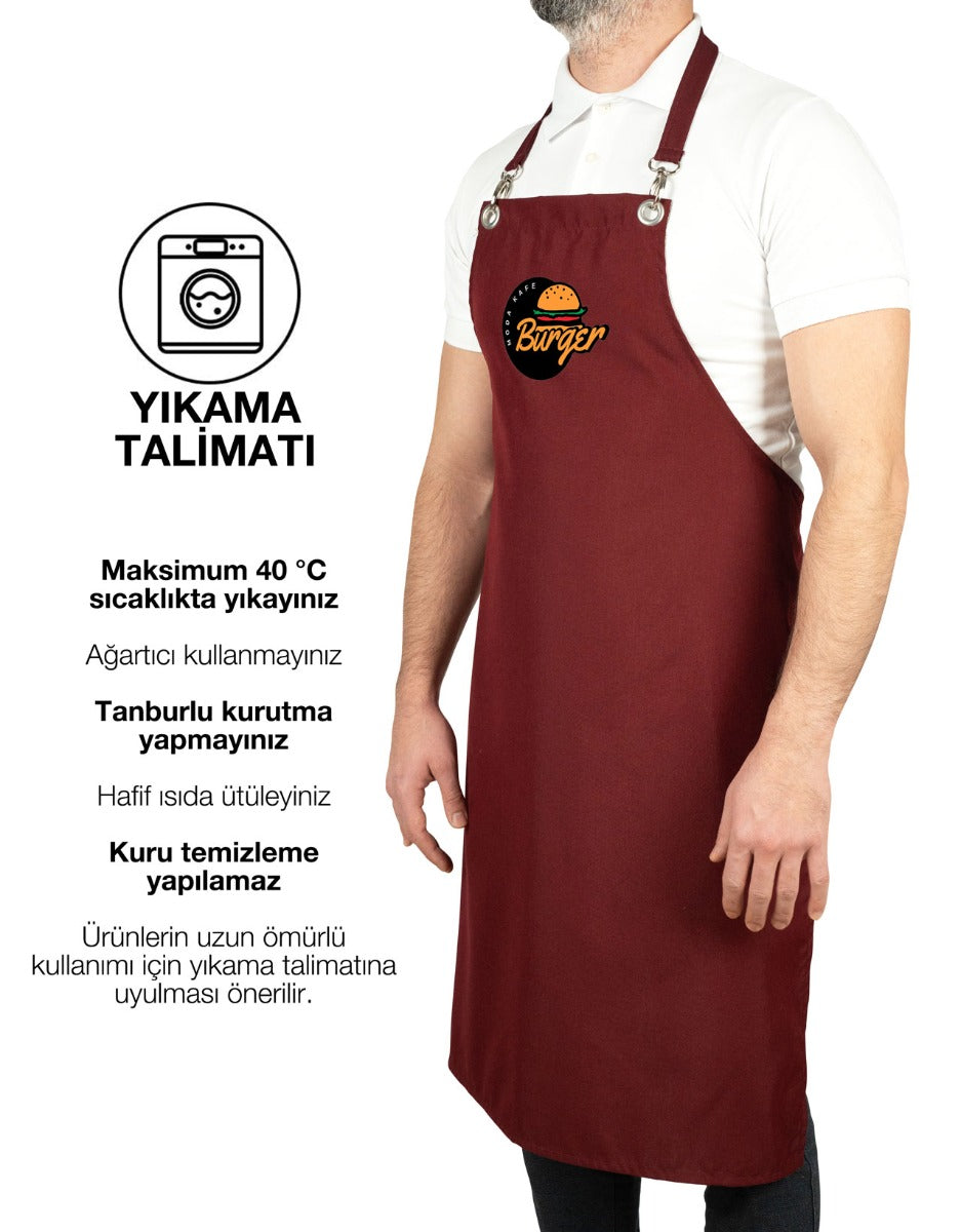 Baskılı MasterChef Mutfak Önlüğü - Bordo