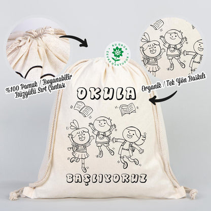 Okula Hoşgeldin Boyanabilir Çanta