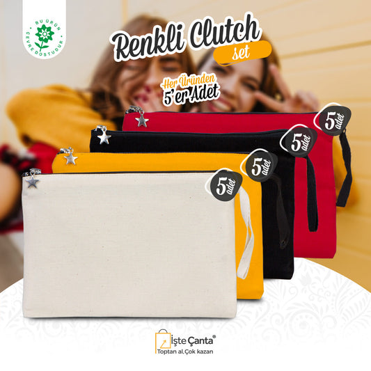 Clutch Renkli SET - Her Üründen 5 Adet