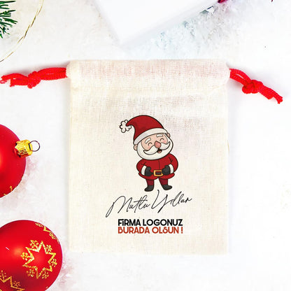 Yılbaşı Hediyesi Mutlu Yıllar Noel Baba Baskılı 1 - Renkli İp (Özelleştirilebilir)