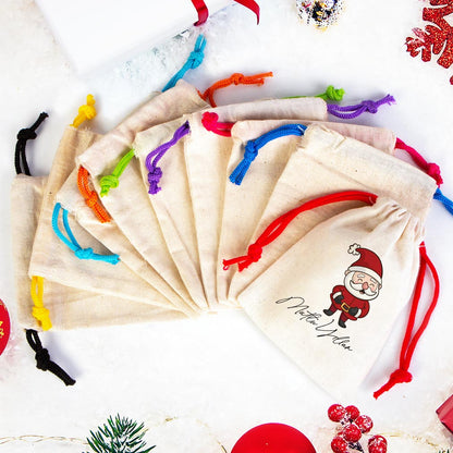 Yılbaşı Hediyesi Mutlu Yıllar Noel Baba Baskılı 1 - Renkli İp (Özelleştirilebilir)