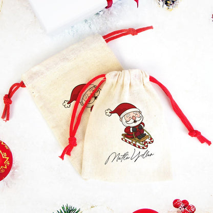 Yılbaşı Hediyesi Mutlu Yıllar Noel Baba Baskılı  3 - Renkli İp (Özelleştirilebilir)